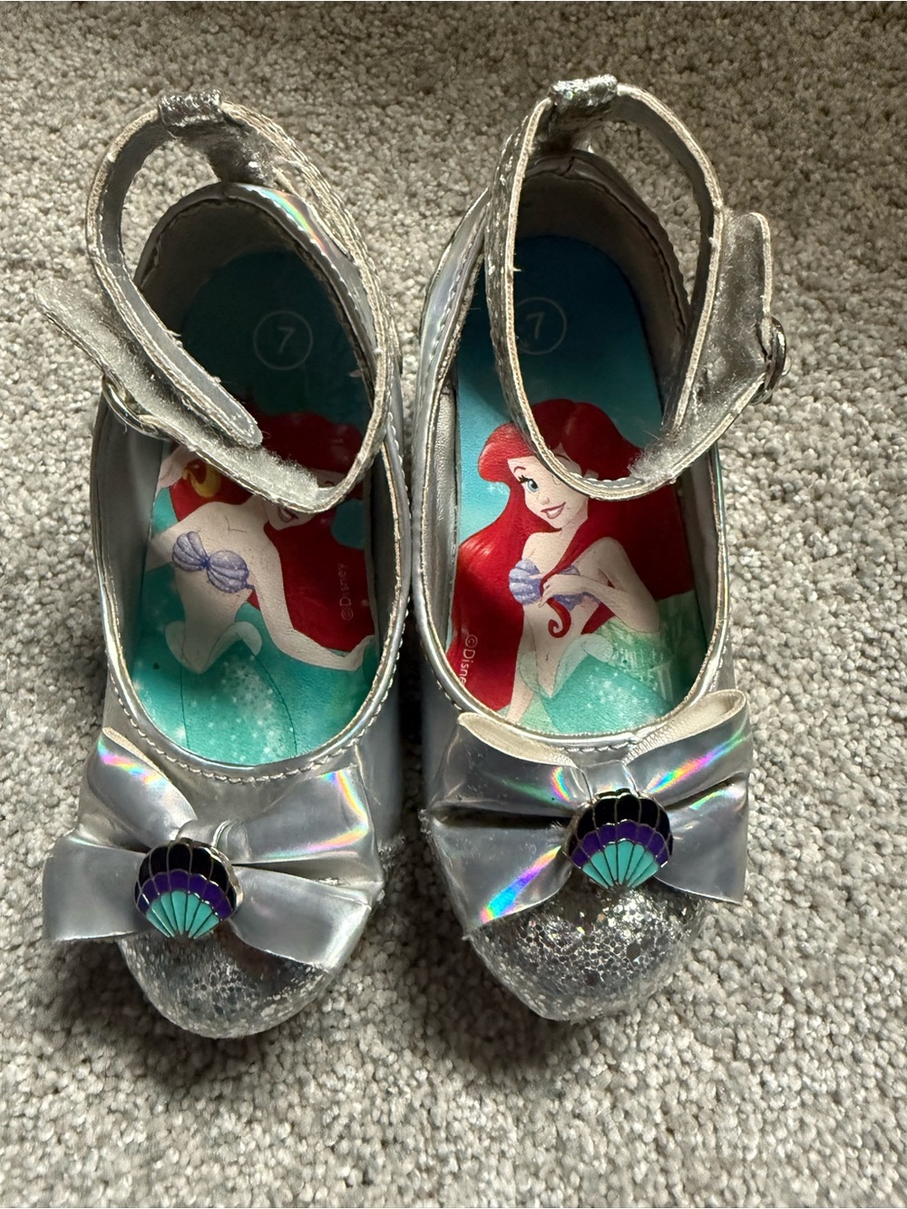 Girls' Silver Ariel Mermaid Dress Shoes - Size 7